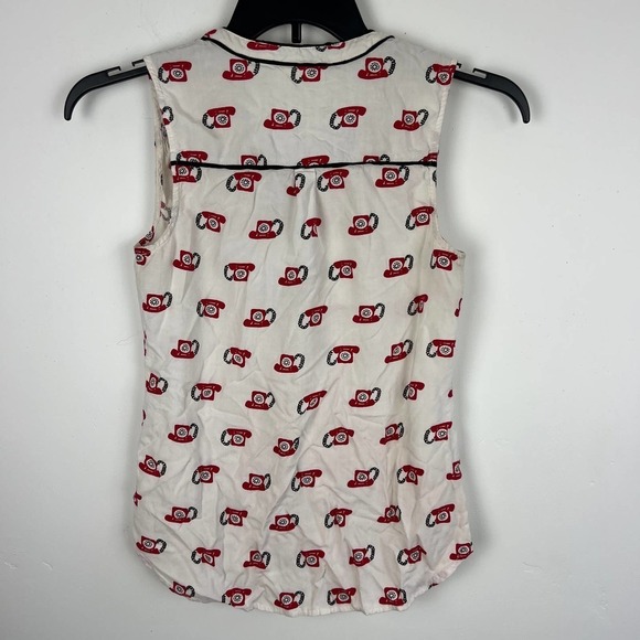 ModCloth Cafe Au Soliel in Telephone Sleeveless Top Womens Size: S - Picture 3 of 6